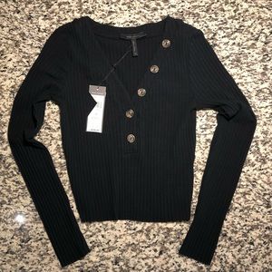 NWT BCBGMAXAZRIA Long Sleeve Black Crop, XS